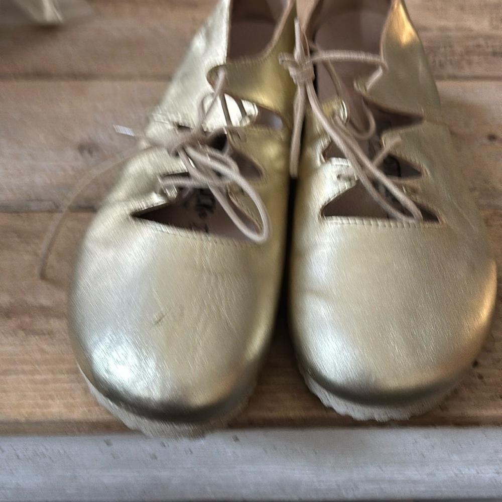 BIRKENSTOCK Rye Lace Up Ballet Flat Women 11-11.5N EUR 42 Gold Leather